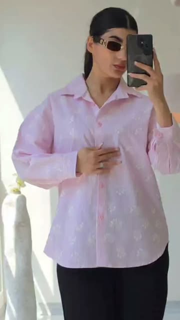 شومیز زنانه لنین نخ گل گچی
